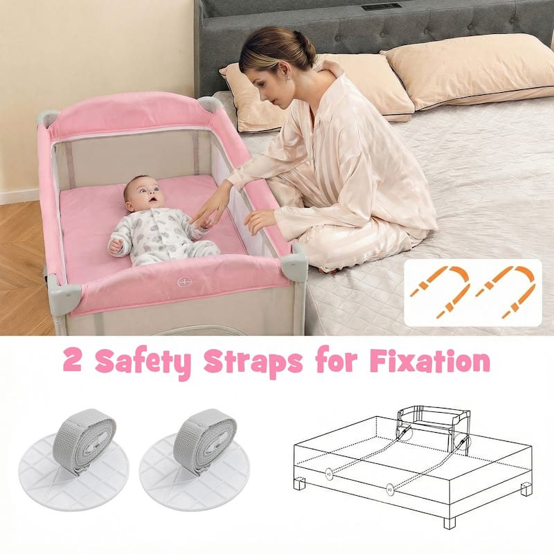 Gymax 5 in 1 Pack & Play w/Diaper Changer Cozy Mattress Lockable