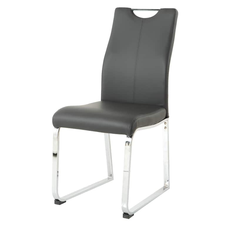 Modern 2 Piece PU Kitchen Dining Chairs with Cushions, Metal Legs, Backrests for Dining Room Kitchen Living Room Bedroom