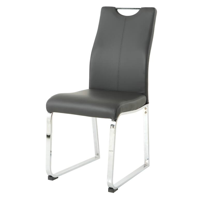 Modern PU Upholstered Dining Chair with Electroplated Metal Legs Set of 2