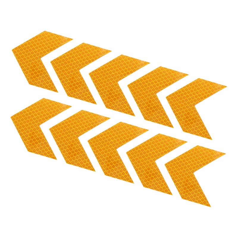 Reflective Stickers, 10 Pack 2.36 x 2.36 Inch Warning Arrow Reflector, Yellow