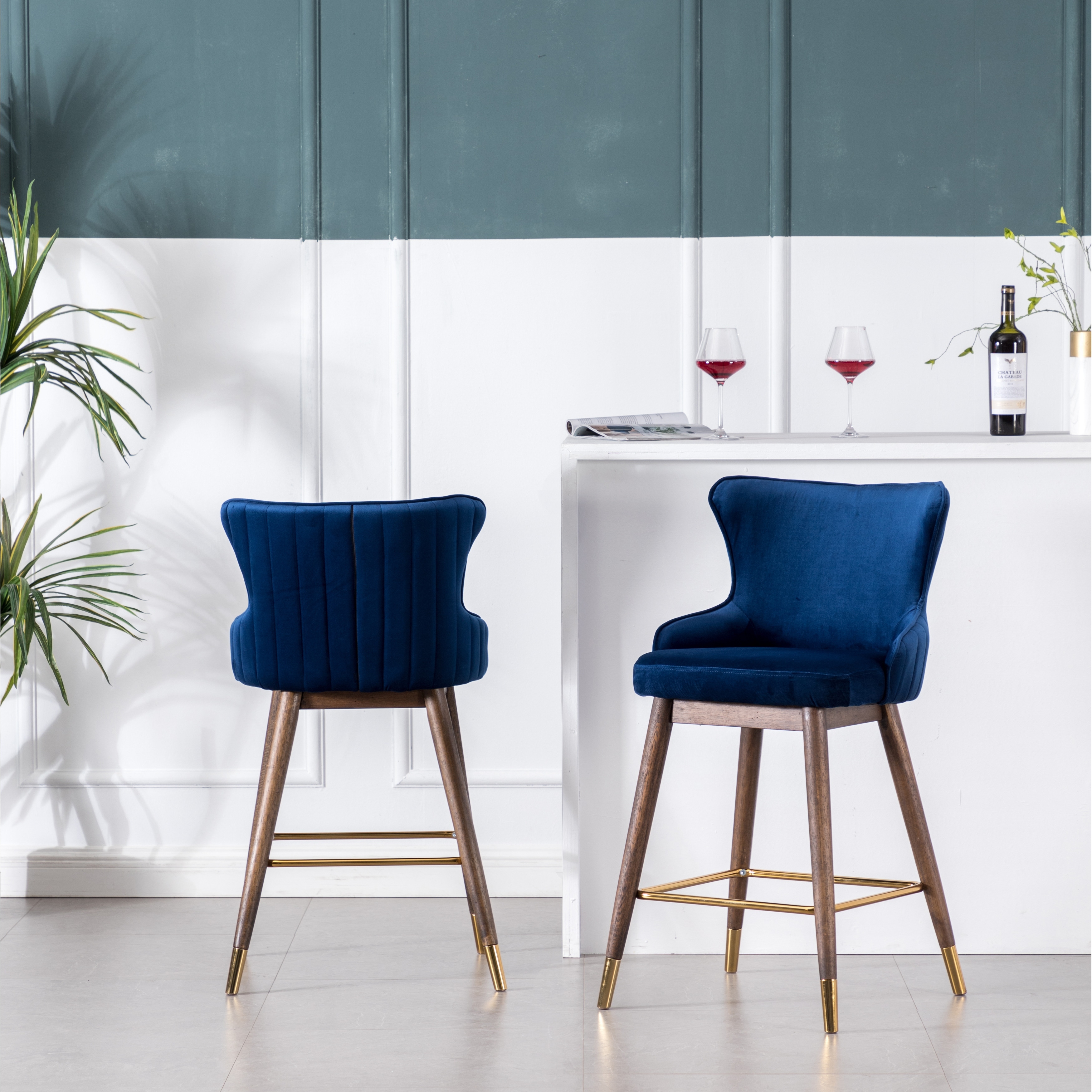 velvet upholstered counter stools