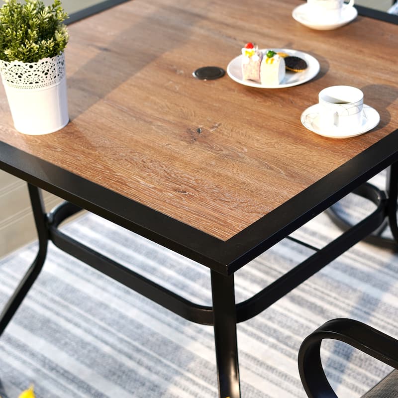 MAISON ARTS Outdoor Square Wood-like Dining table with 1.57" Umbrella Hole