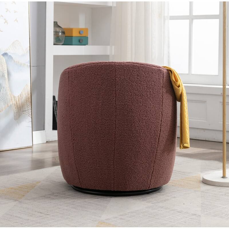 Swivel Barrel Chair,Teddy Fabric Upholstered Modern Round Accent Arm Chairs