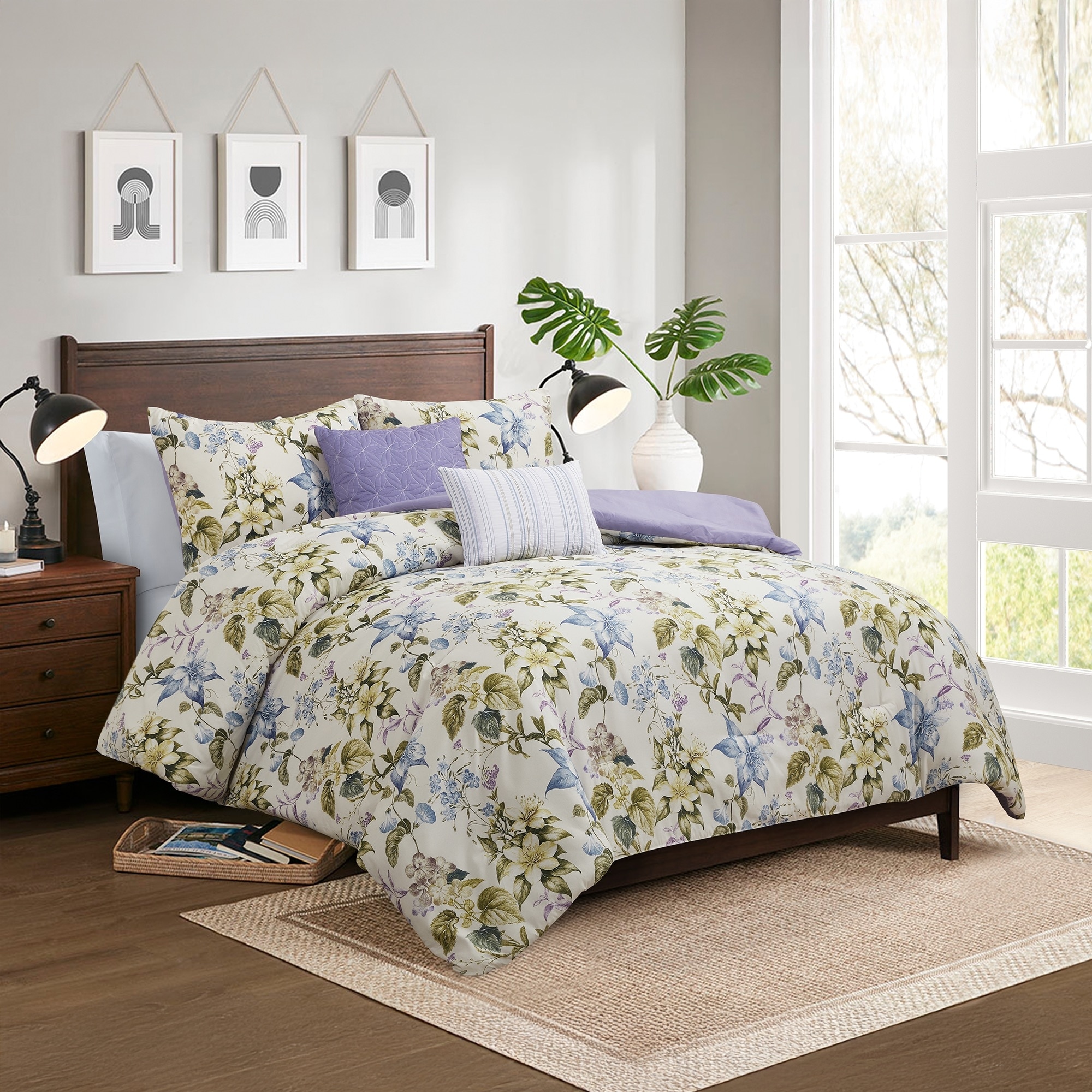 Modern Threads 5-Piece Printed Comforter Set Gabrielle - Comforter with 2 Pillow Shams and 2 Decorative Pillows
