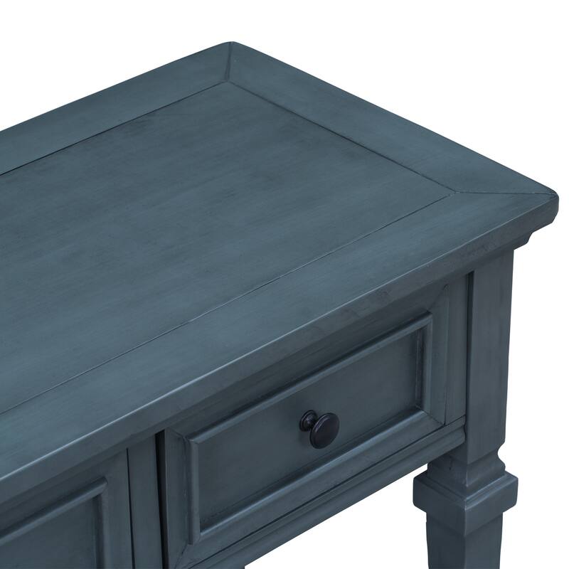 Retro Style Console Table with Three Drawers and Bottom Shelf
