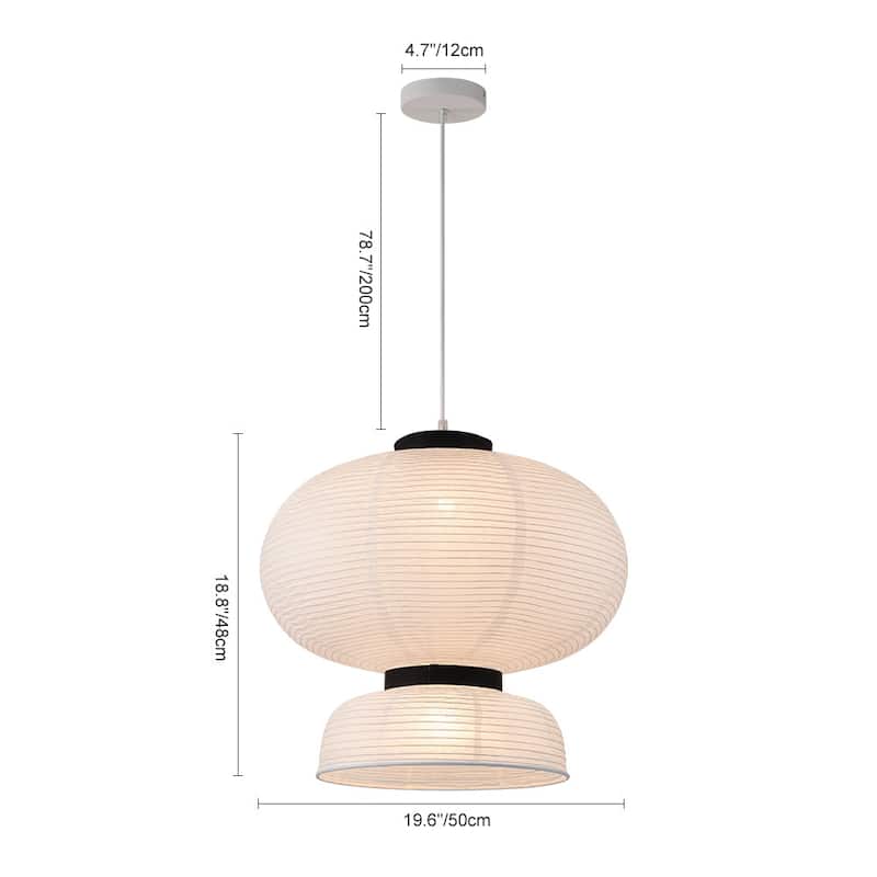 Modern White 1-Light Handmade Paper Lantern Pendant