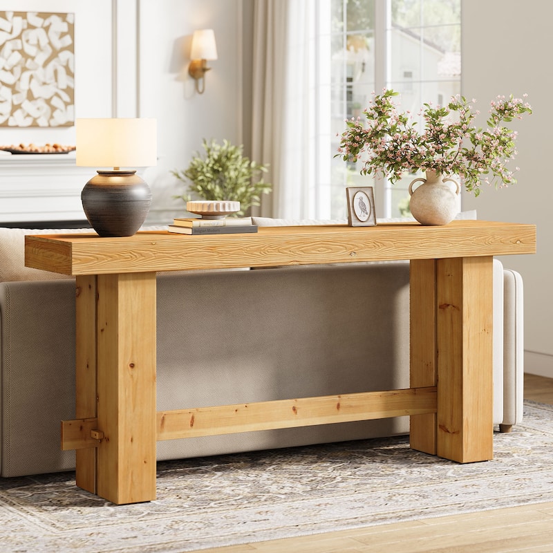 63" Long Console Table with Wooden Entryway Table for Living Room - Large