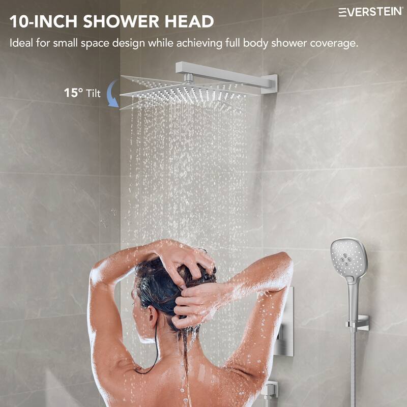 High-Pressure Rain Shower System, Shower Faucet Set 10" Rainfall Shower Head with 3-Function Handheld Spray