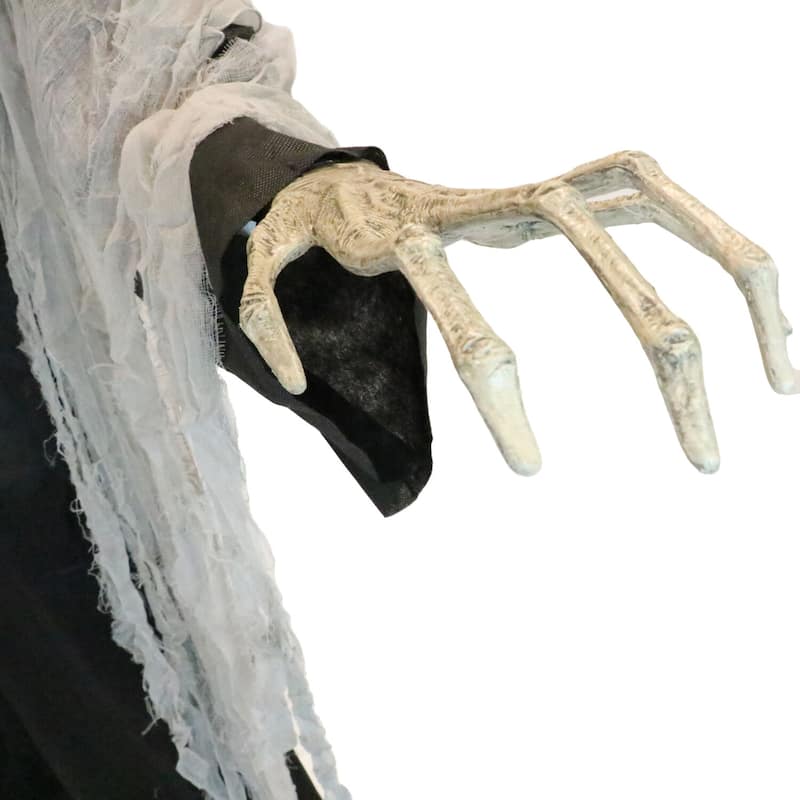 Haunted Hill Farm 7-Ft. Tall Ajal the Graveyard Ghoul, Battery-Operated Scary Halloween Prop with Light-Up Eyes and Chest