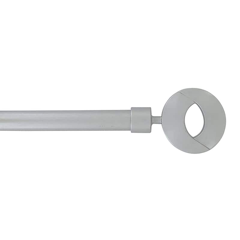 Adjustable Single Curtain Rod 50"-82" with Circle Finials and Brackets - 50" to 82" L x 3/4" D