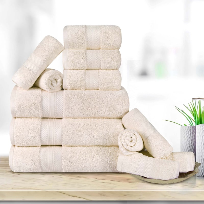 Turkish Cotton 12 Piece Solid Plush Heavyweight Towel Set by Superior