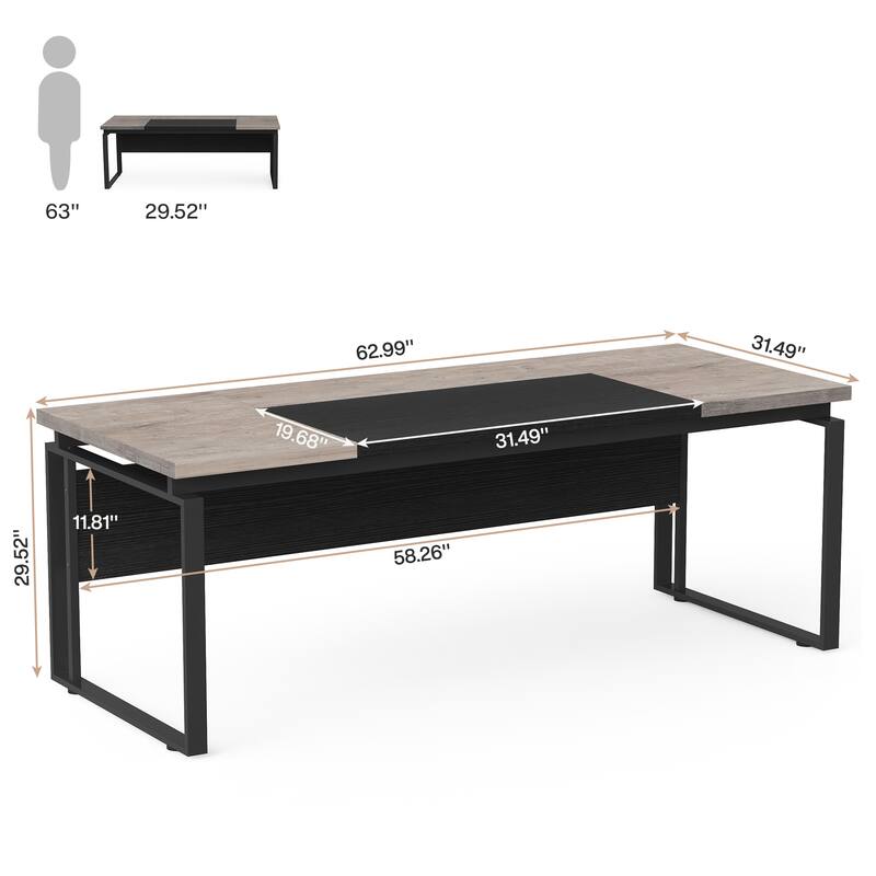63-inch Executive Computer Desk Writing Table for Home Office