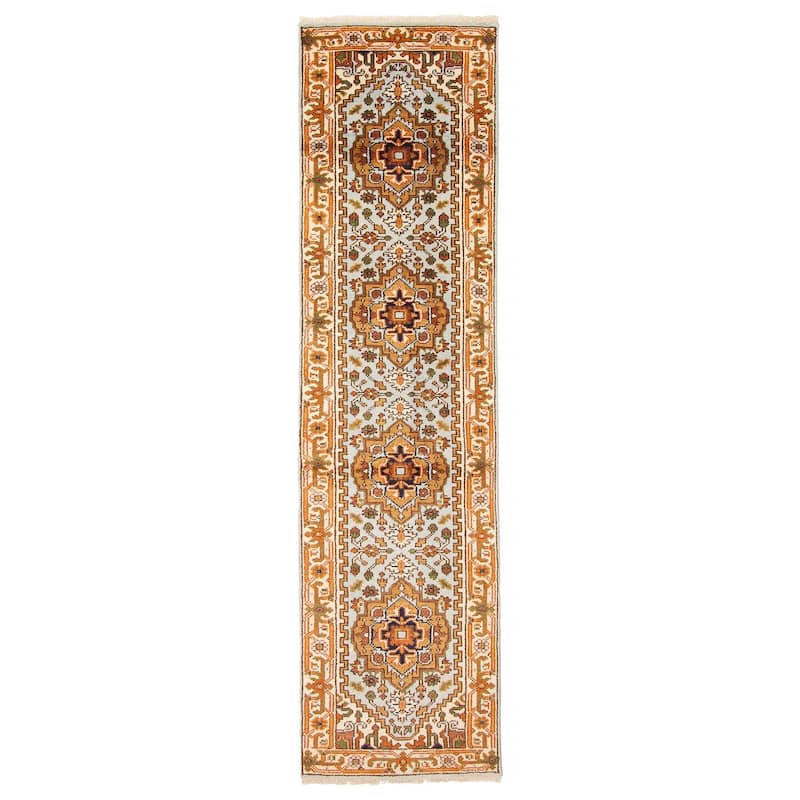 ECARPETGALLERY Hand-knotted Serapi Heritage Light Blue Wool Rug - 2'3 x 9'10 - Light Blue - 2'3 x 9'10