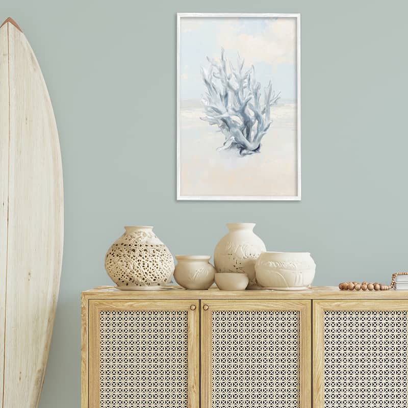 Stupell Soft Minimal Coral Branch Framed Giclee Art Design By Ramona Murdock