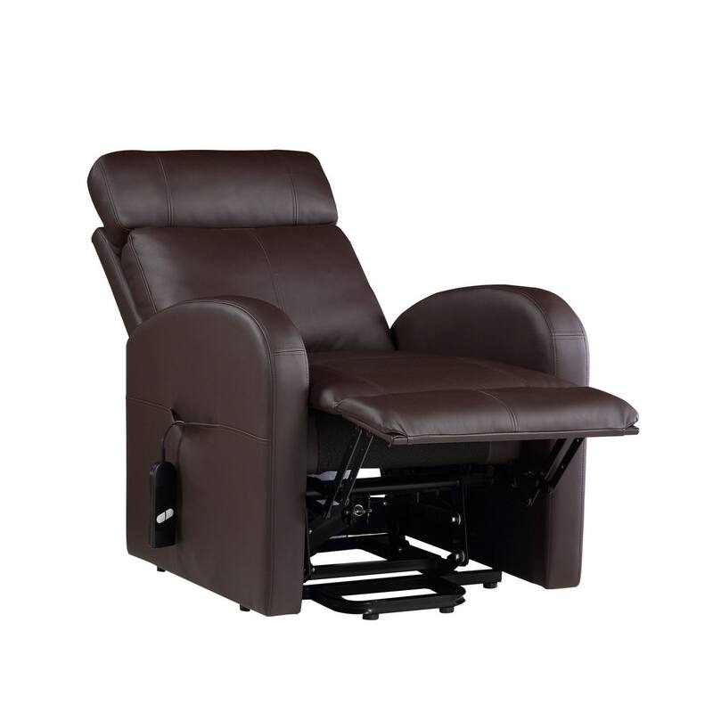 Power Lift Recliner Chair with Faux Leather and Wired Controller, Brown