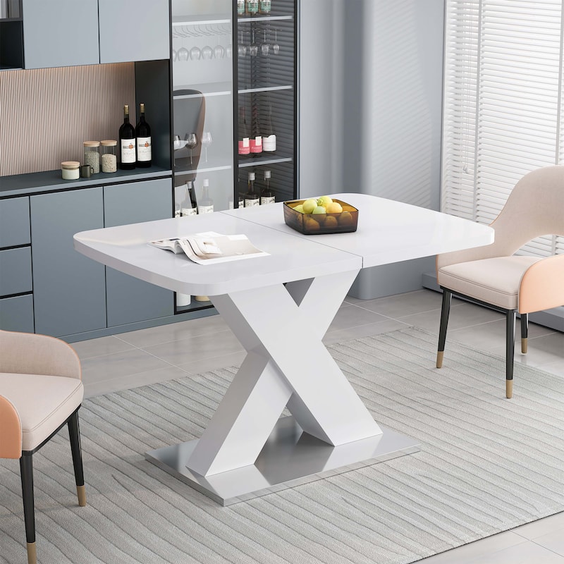 Modern Square Dining Table, Stretchable
