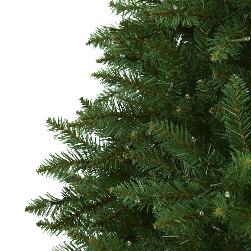 7.5Ft Artificial Christmas Tree with Lights - Green Valley Fir, Holiday Decor, Winter Tree, Festive Evergreen - 84