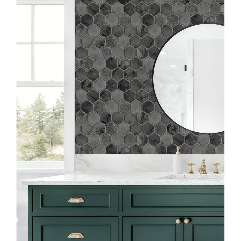 NextWall Inlay Hexagon Peel and Stick Wallpaper