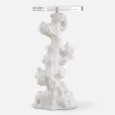 Round Top Abstract End Accent Table - 24.5" - White