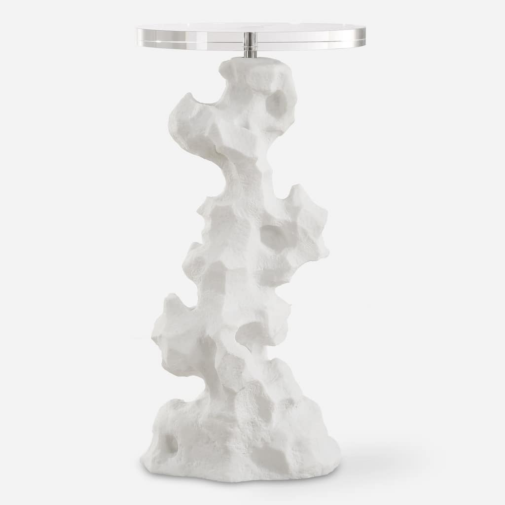 Round Top Abstract End Accent Table - 24.5" - White