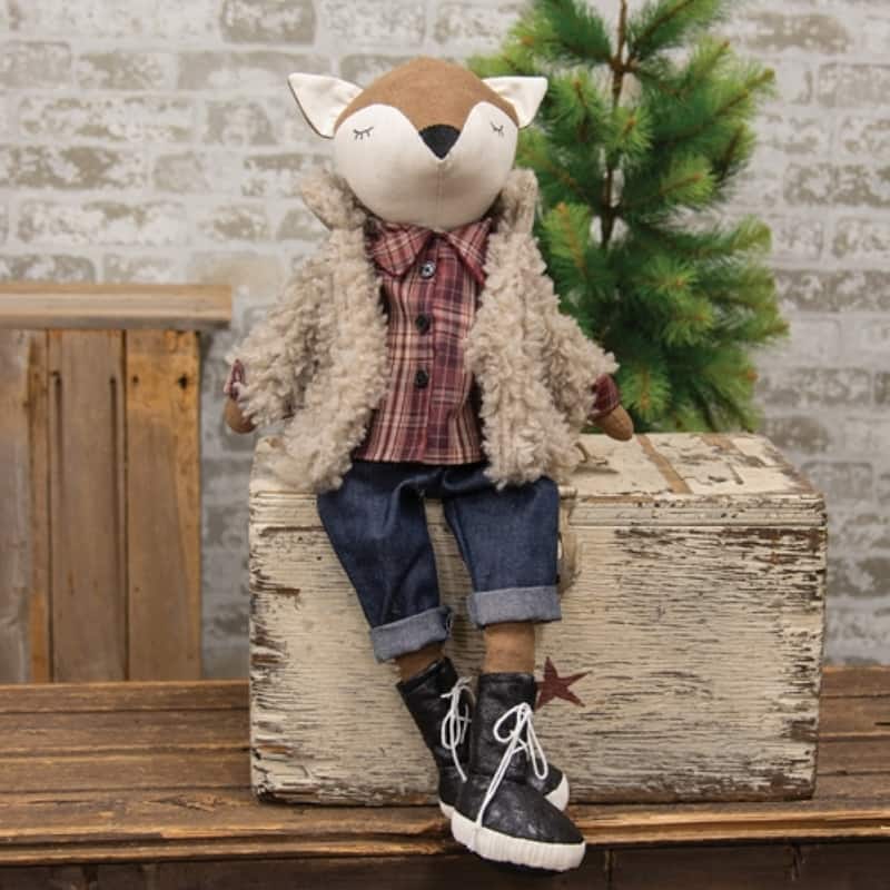 Coat Plush Shelf Sitter Winter Woodland Decor - 23" x 11.5"
