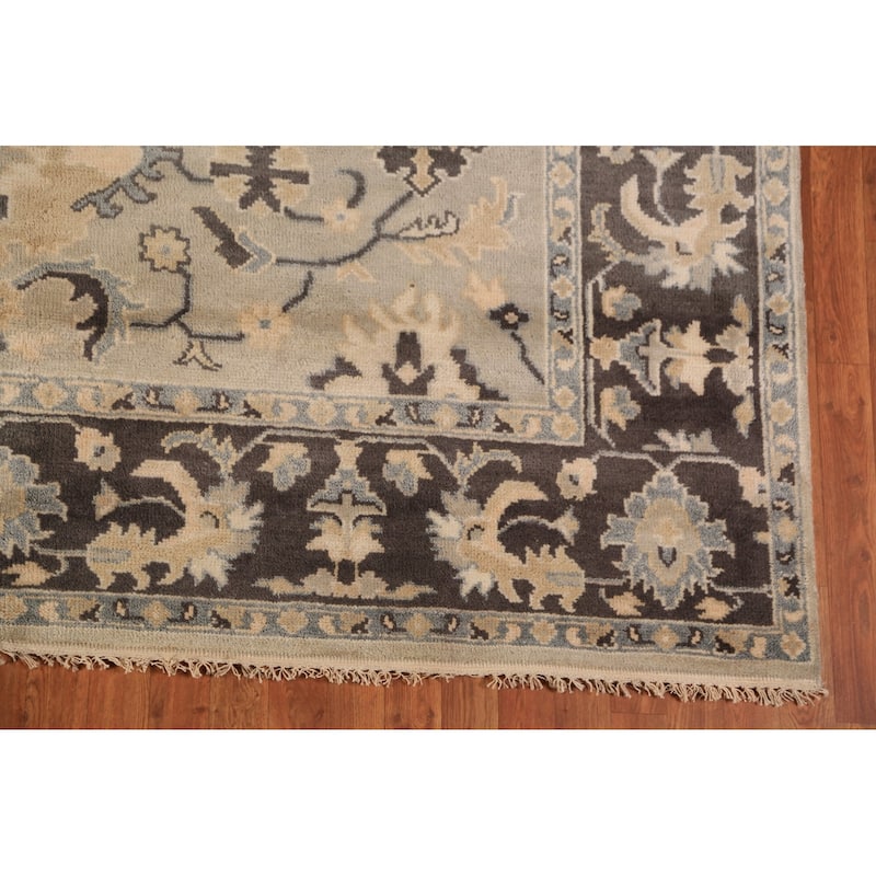 All-Over Floral Oushak Indian Area Rug Handmade Wool Carpet - 8'1"x 9'8"