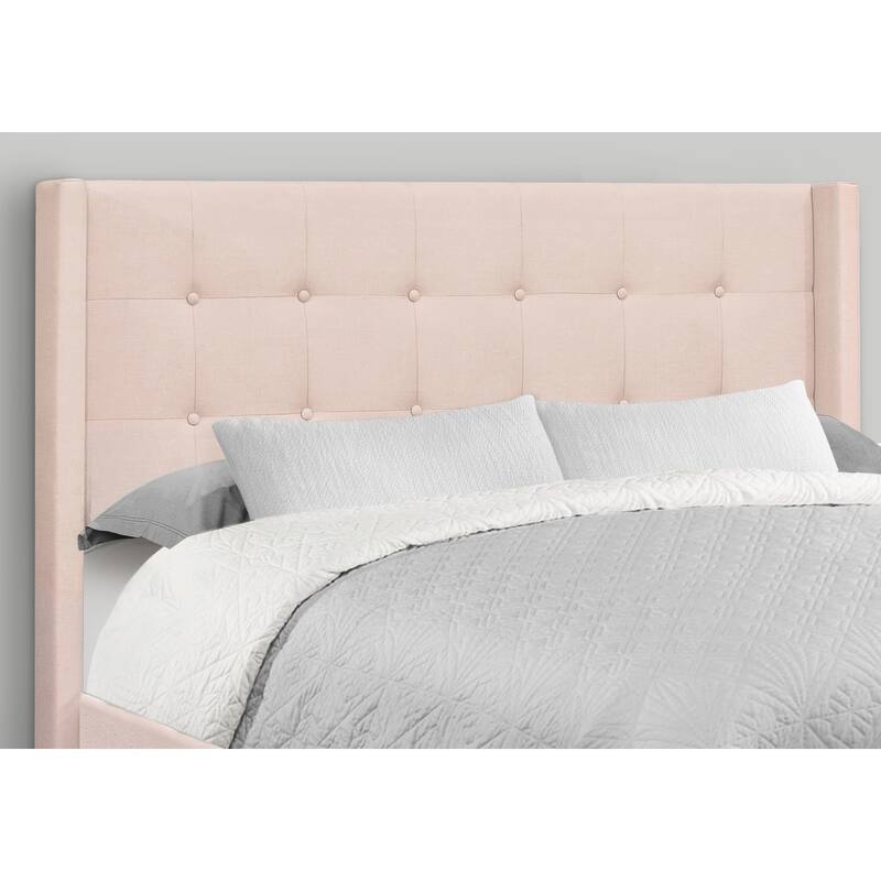 Queen Size Pink Velvet Upholstered Bed with Chrome Metal Legs