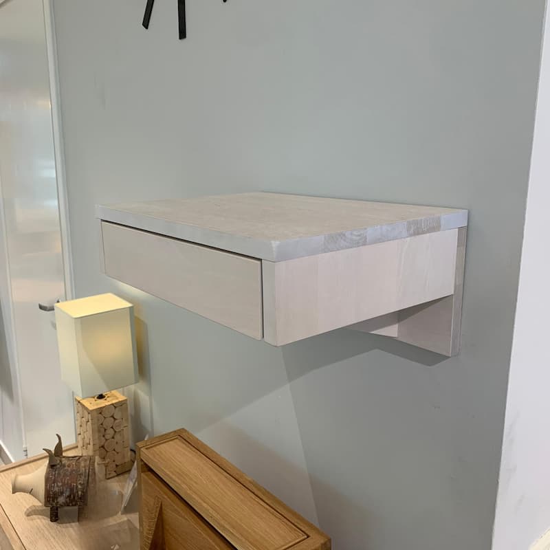 Set of 2 White Floating Nightstands with Drawer and Shelf