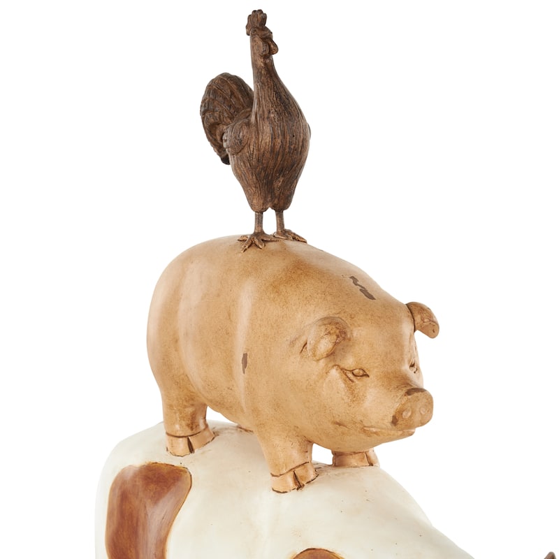 Resin Stacked Farm Animals Decorative Sculpture - Multi Colored or Brown