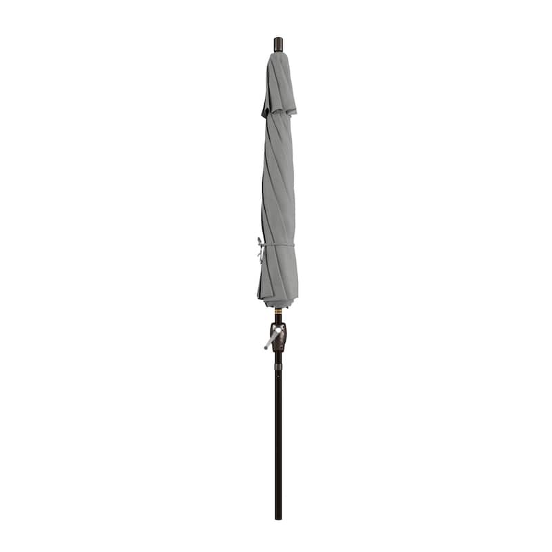 California Umbrella 9' Round Crank Lift Push Button Tilt Bronze Aluminum Patio Umbrella Sunbrella
