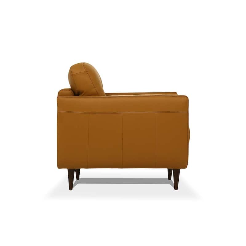 HomeRoots 83" Orange Leather Sofa With Black Legs - 83