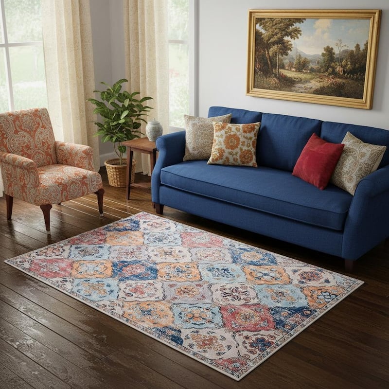 HomeRoots Tropical Floral Traditional Rectangle Area Rug - 5' X 7' - 5' X 7'