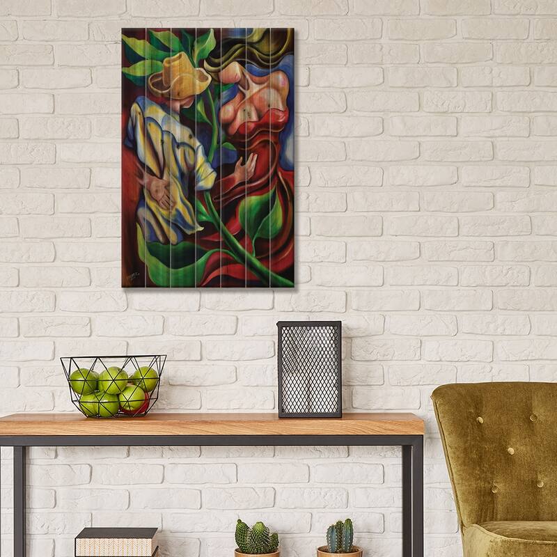 Dancing In Countryside Print On Wood by Dixie Miguez - Multi-Color