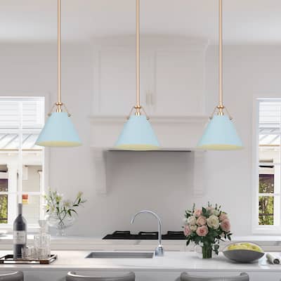 Modern Glam 1-Light Blue Pendant Lights for Kitchen Islands - D8"x H 7"
