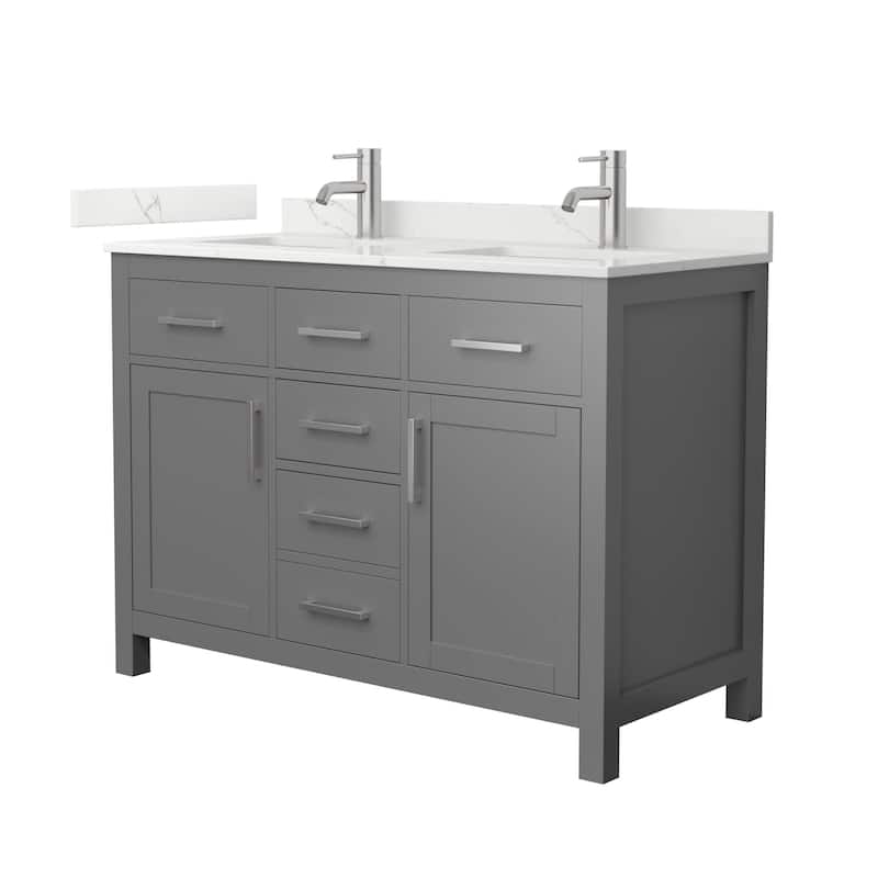 Wyndham Collection WCG2424-48D-QTZ-UNSMXX Beckett 48" Free Standing - Dark Gray / Giotto Quartz Top / Brushed Nickel