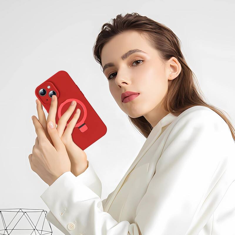 6.1 inch iPhone 14 Case, Liquid Silicone, Moisturizing Factor, Extreme Soft Slim Phone Case with Stand, Compatible with MagSafe