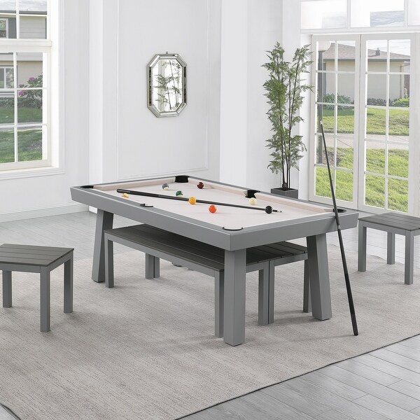 Laguna Indoor/Outdoor 7ft Slate Pool Table 6-Seater Dining Set