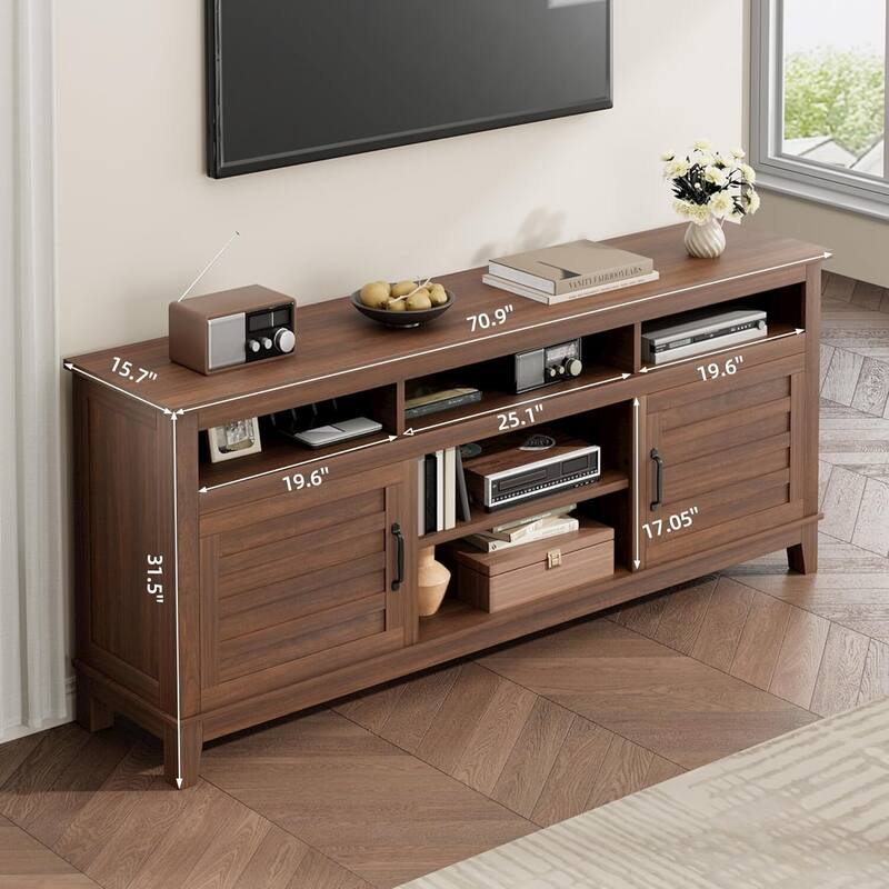 70.9" Entertainment Center TV Stand with Adjustable Shelves, Cabinet
