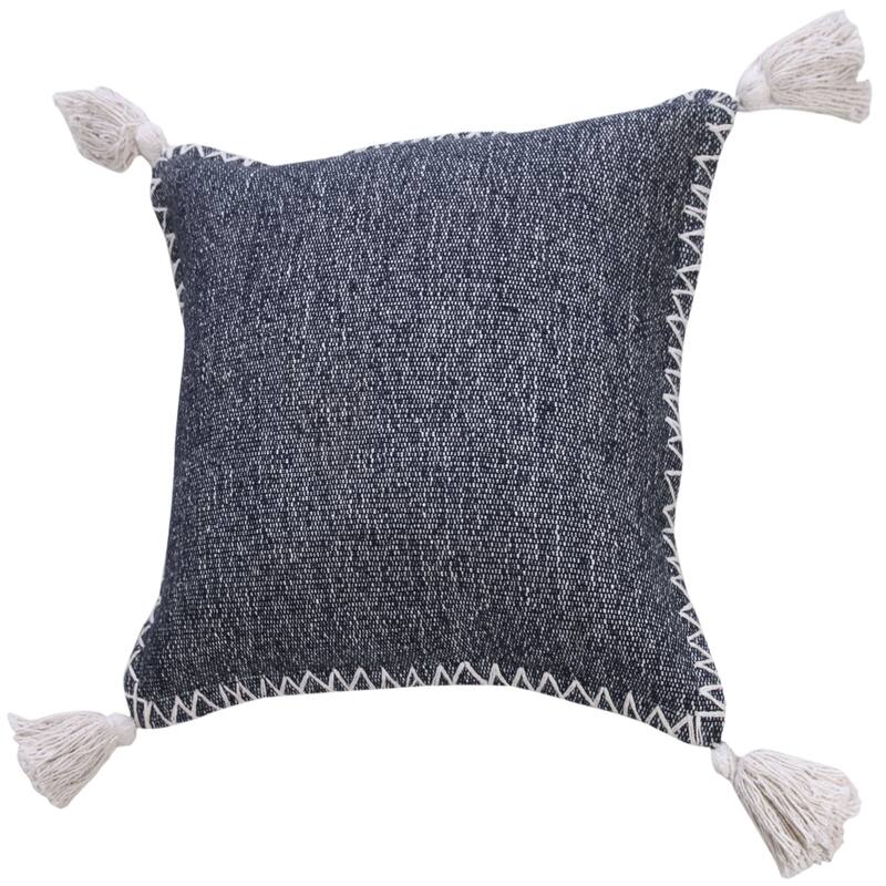 HomeRoots 20" X 20" Deep Blue And White 100% Cotton Zippered Pillow