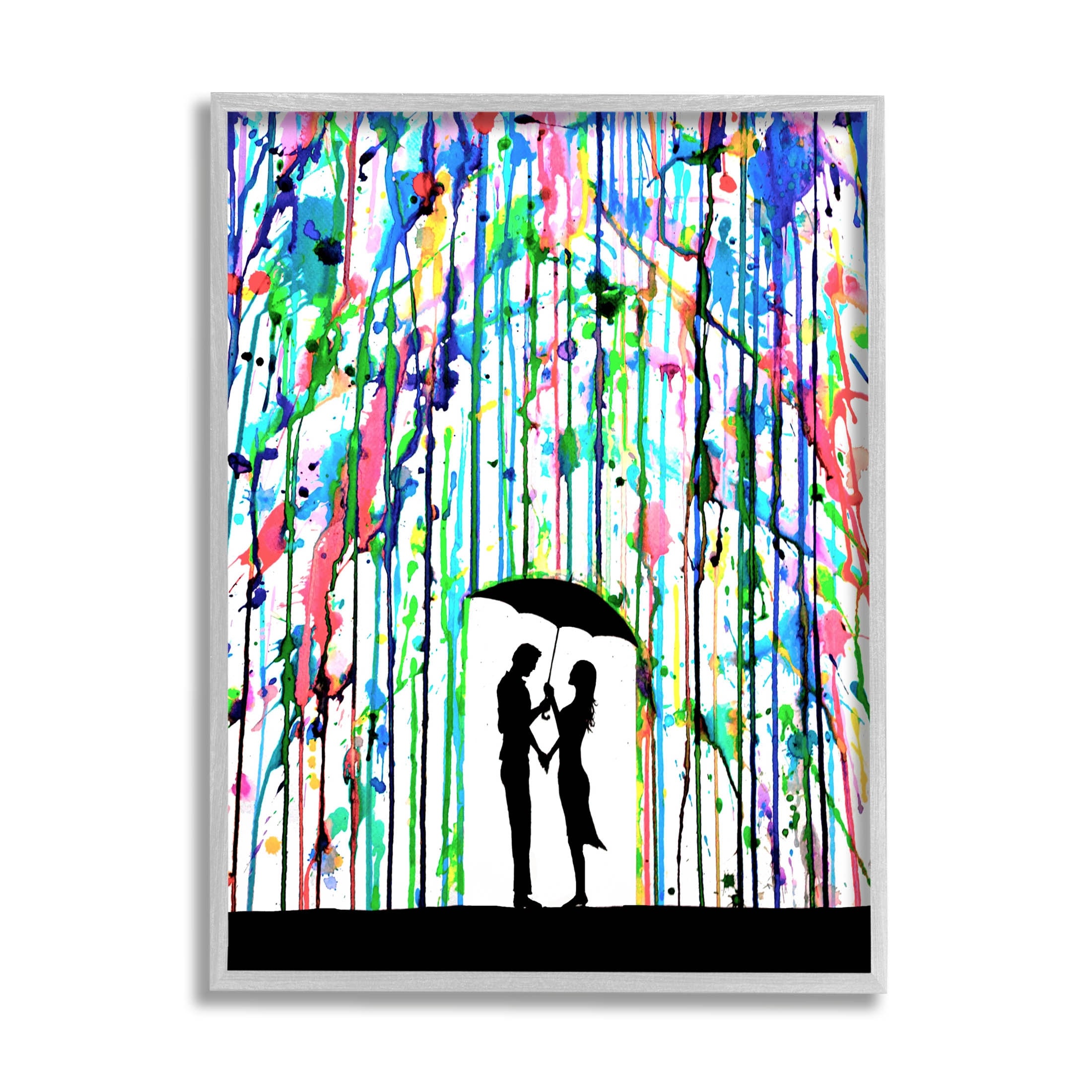 Stupell Vivid Couple Urban Drip Rainfall Framed Giclee Art by Marc