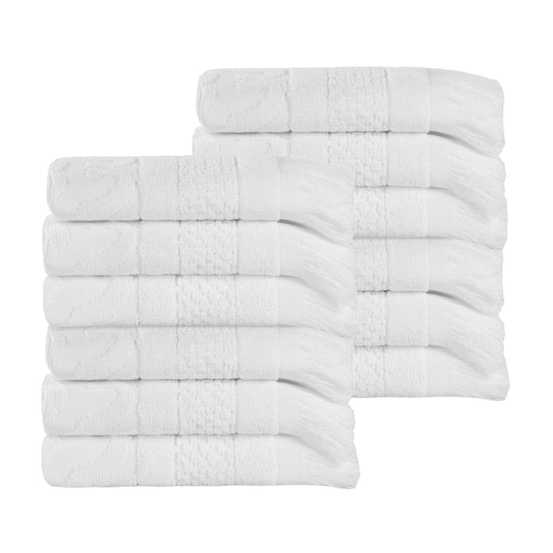 Superior Rolla Cotton Geometric Jacquard Face Towel Washcloth Set of 12