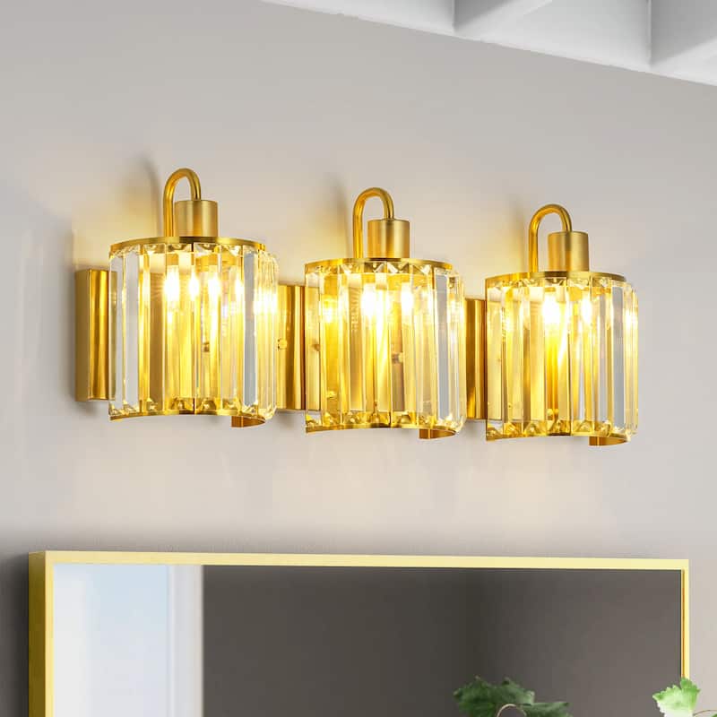 3-Light Modern Luxury Metal & Crystal Vanity Wall Light for Bathroom