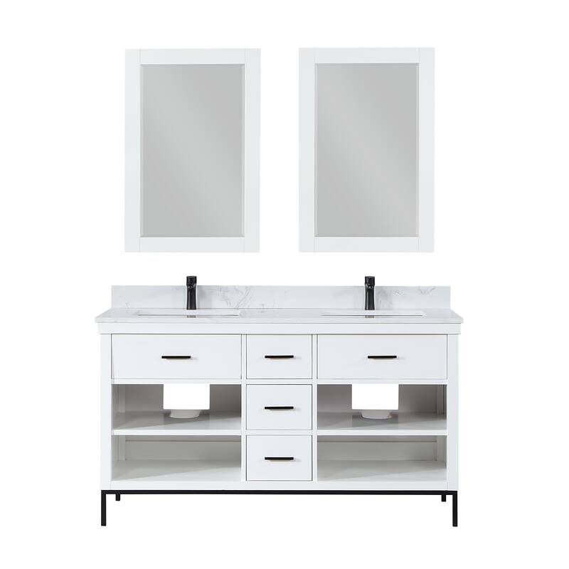 Altair Kesia Bathroom Vanity with Composite Stone Countertop with Mirror
