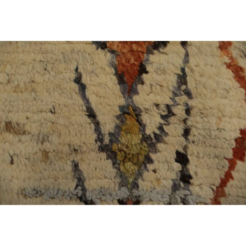 Hand Knotted Oriental 100% Wool Carpet Modern Tribal Beige & Ivories Moroccan Area Rug - 10' 3'' X 7' 0''