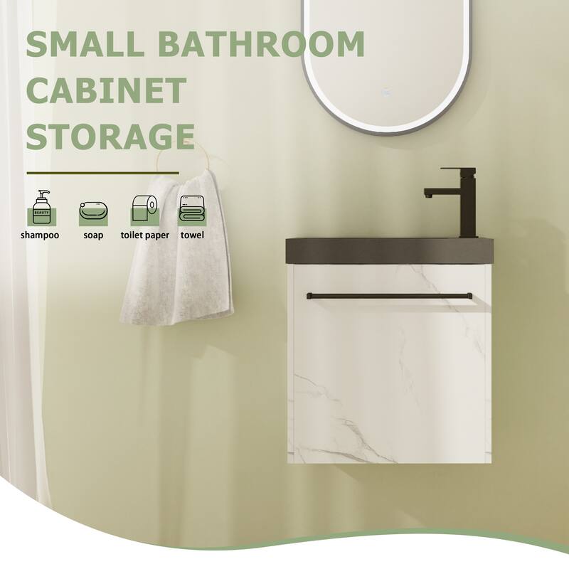 20" Floating Bathroom Vanity with Sink, Mini Wall Mounted Bathroom Vanity with Soft Close Door