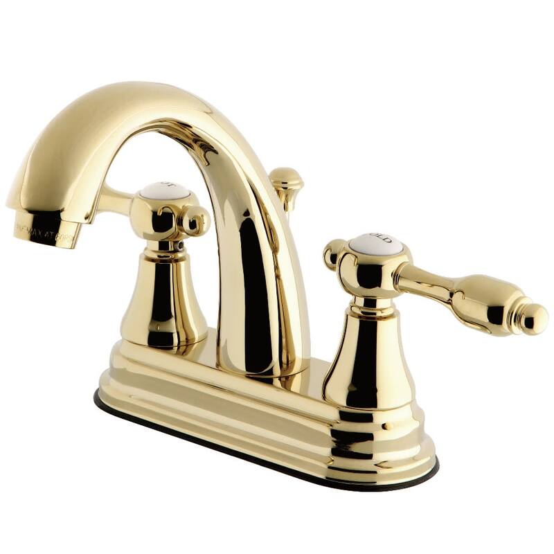 Kingston Brass Tudor Centerset Bathroom Faucet - Includes Metal Pop-Up - Polished Brass