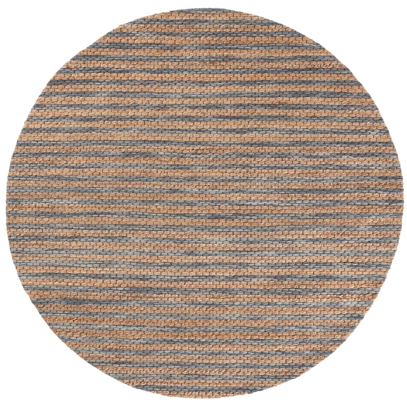 Martha Stewart by SAFAVIEH Handmade Deivi Jute Rug - 6' Round - Natural/Charcoal