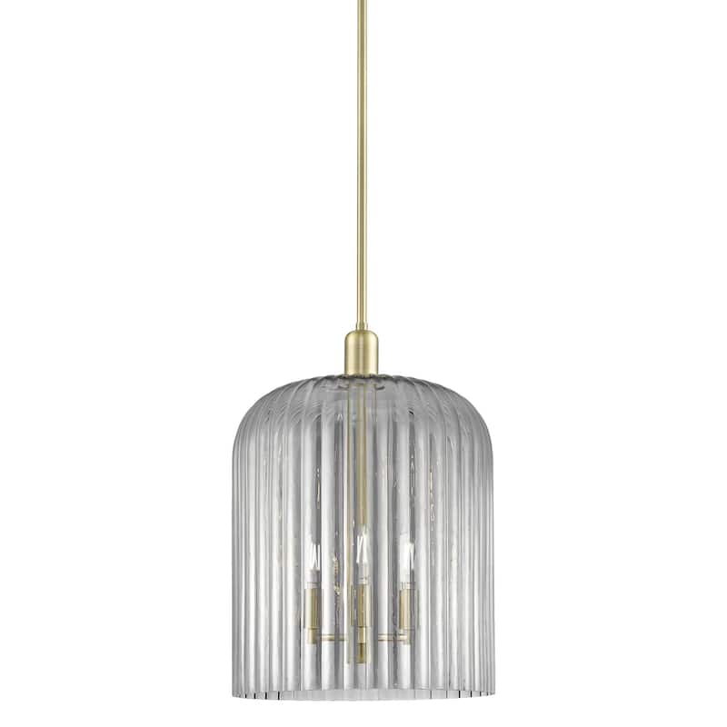 Innovations Lighting 716-3S-18-12 Bridal Veil Pendant Bridal Veil 3 - Antique Brass / Light Smoke