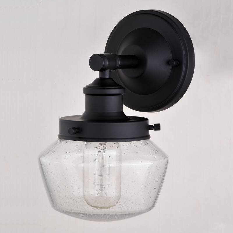 Collins Black Clear Glass Outdoor 1-light Wall Lantern