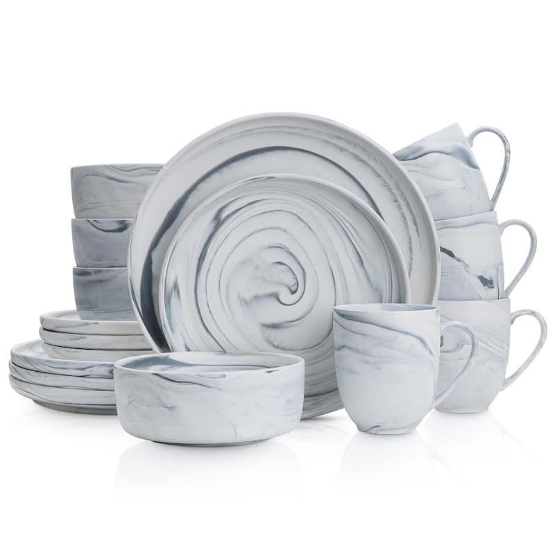 Stone Lain Brighton Round Body Marble Porcelain Dinnerware Set